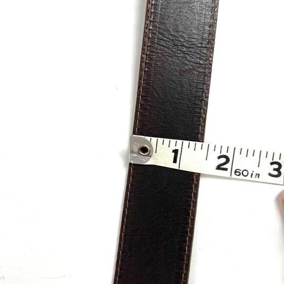JOSE LUIS Spain Vintage Brown Leather Studded Etched Leather Buckle Belt size 34 - Picture 14 of 15